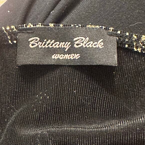 Brittany Black Top Black Gold Paisley Metallic Long Sleeve Women 1X | Party - Picture 7 of 8